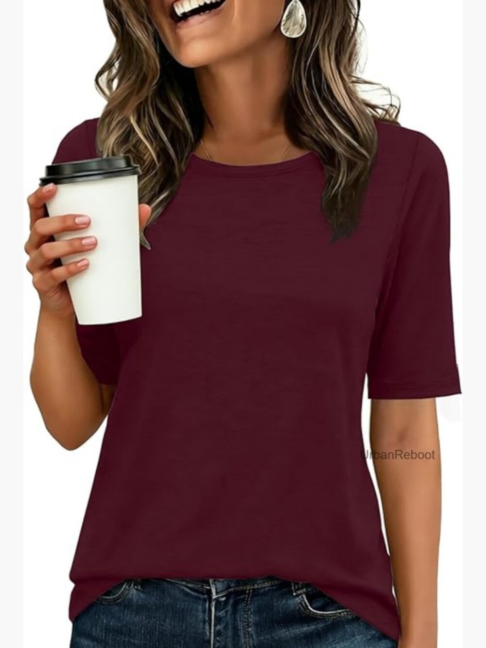 Women's Half Sleeve Crewneck T-Shirt Basic Fit Tee Business Casual Top